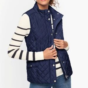 Talbots Plus Diamond Quilted Vest in Indigo Blue. 1X